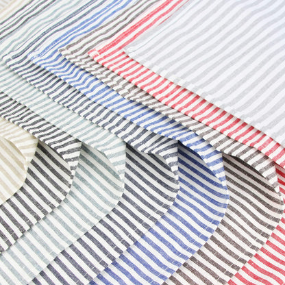 INFEI Plain Striped Cotton Linen Blended Dinner Cloth Napkins - Set of 12 (40 x 30 cm) - for Events & Home Use (Brown)