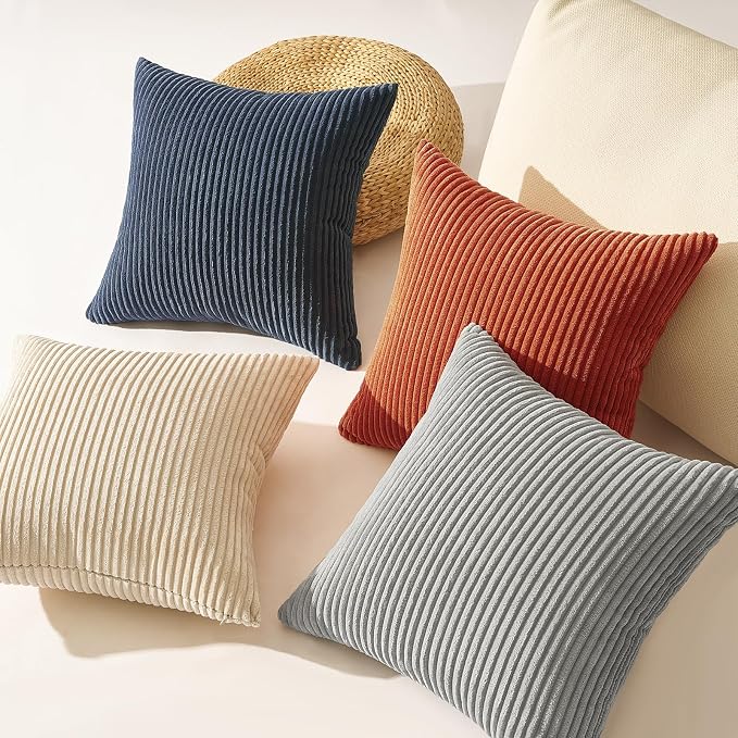 Topfinel Boho Couch Throw Pillows Pack of 4 Decorative 16x16 Inch Velvet Pillow Covers Blue and Yellow Farmhouse for Bed Accent Modern Pillowcase Sofa Livingroom Home Decor