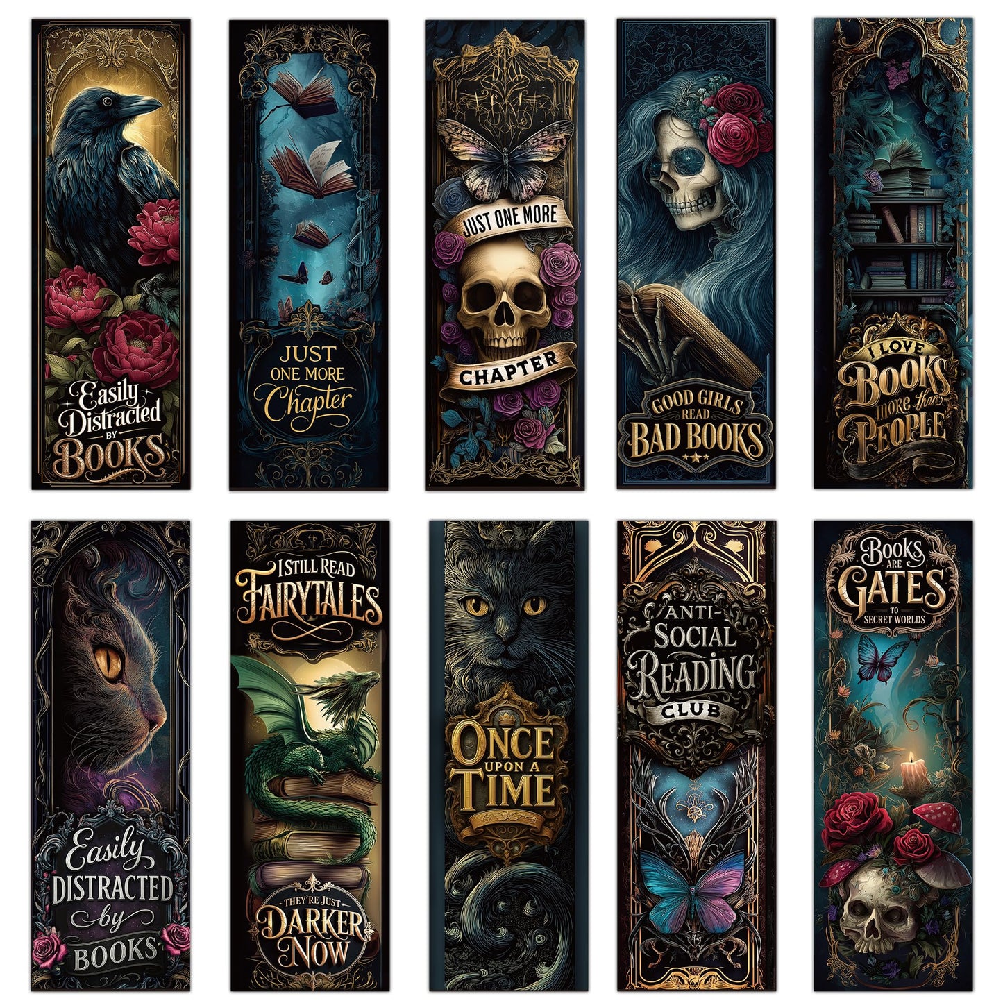 100PCS Dark Academia Bookmarks Bulk, Gothic Witchy Horror Book Marks for Reading, Paper Book Marker Clips for Women Men Halloween Christmas Book Club Gifts School Office Supplies