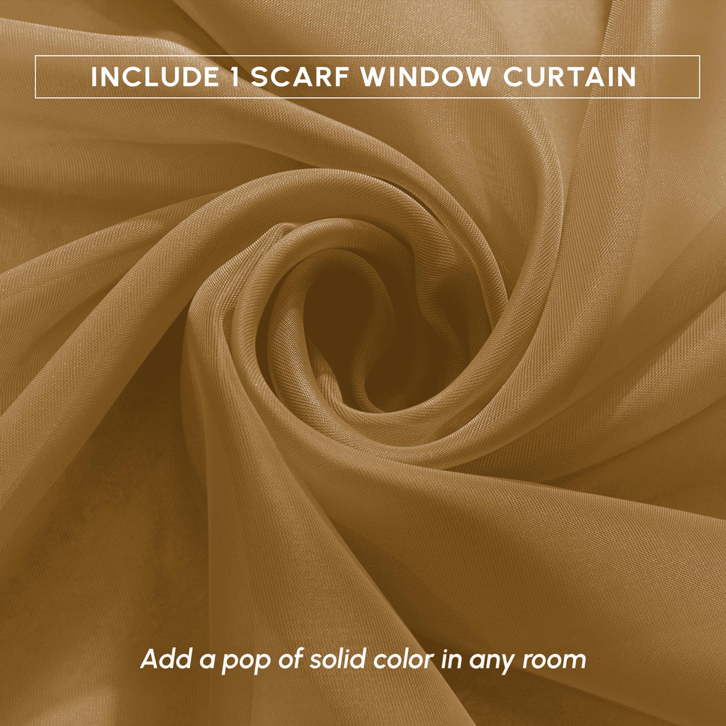 Elegant Comfort Luxury 55" Width x 216" Length 1 Panel Solid Curtain Sheer Voile Scarf for Ceremony Backdrop, Wedding Arch, Kids Bedroom, Decorative Swag, 1 Piece, Tan