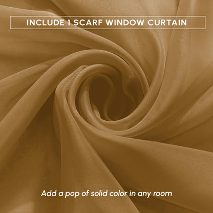Elegant Comfort Luxury 55" Width x 216" Length 1 Panel Solid Curtain Sheer Voile Scarf for Ceremony Backdrop, Wedding Arch, Kids Bedroom, Decorative Swag, 1 Piece, Tan