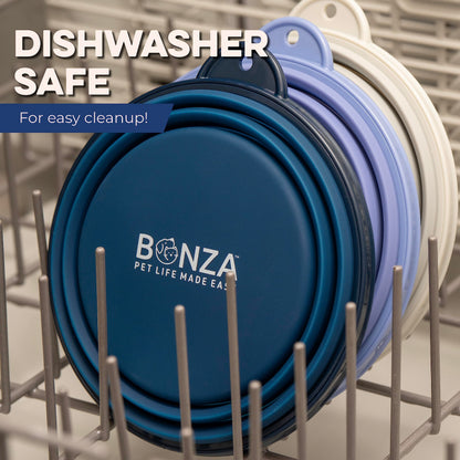 Bonza X-Large Collapsible Dog Bowl, 1500 ML Reinforced Rim, with Carabiner - Dog Travel Bowl - Portable, Collapsible - Hiking, Car, Traveling
