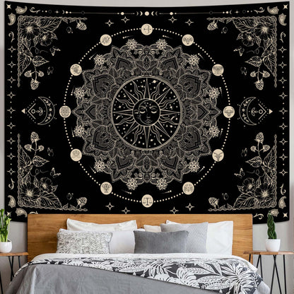 Lunerfex Sun and Moon Mandala Tapestry Boho Tapestry for Bedroom Black and White Tapestries Wall Hanging Living Room Wall Art and Home Decor 70x90