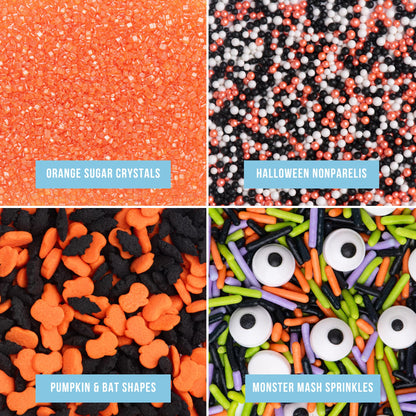 Sweets Indeed Sprinkles, 4 Pack, Edible Sprinkle Mix, Perfect for Cake Decorations, Baking, Ice Cream, Cookies, Cupcake Topper (Halloween)