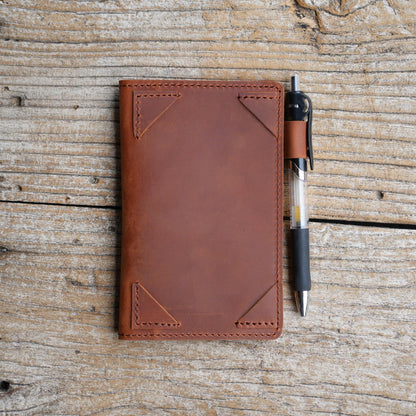 JJNUSA Personalized Distressed Genuine Leather Notebook Notepad Cover for Field Notes with travel Index Cards 3" x 5" cover fieldnotes Cover