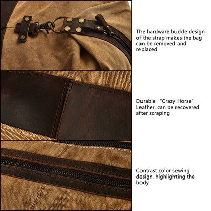 BRASS TACKS Leathercraft Men's Waxed Canvas Vintage Overnight Duffel Weekend Business Excursion Road Bag Travel Luggage