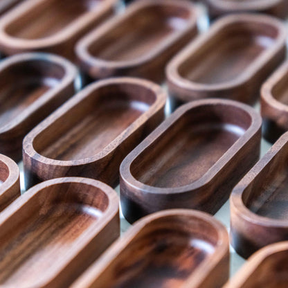 Walnut Wood Oval Ring Jewelry Tray, Mini Hardwood Ring Holder, Jewelry Box Dish