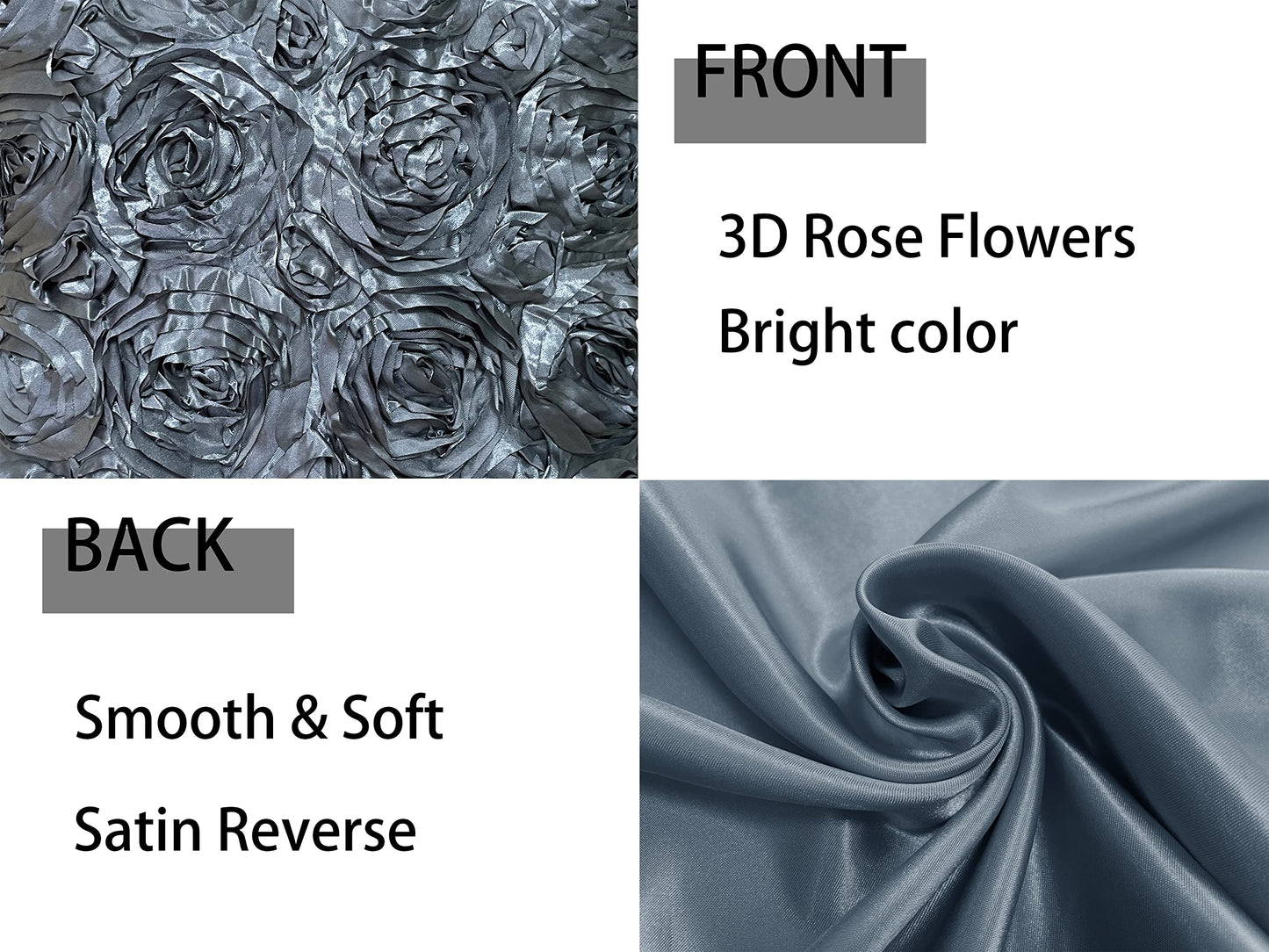 iMaylex Soft Decorative Satin Rose Throw Pillow Covers for Easter Lumbar Fall Sofa Couch Bed Cushion Case, Living Room Bedroom Wedding Party Halloween Car Decor, Set of 2, 16'' x 16'', Grey