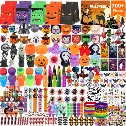 PLOUGVI 702PCS Halloween Party Favors Supplies Decorations - Trick or Treat Goodies Bag Fillers Stuffers - Halloween Toys for Classroom Prizes Gifts