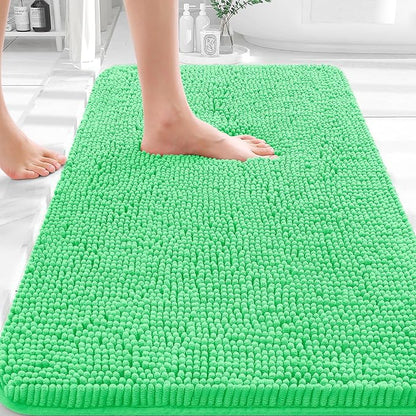 OLANLY Bathroom Rugs 35x24, Extra Soft Absorbent Chenille Bath Rugs, Rubber Backing Quick Dry, Machine Washable Bath Mats for Bathroom Floor, Tub and Shower, Home Decor Accessories, Mint Green