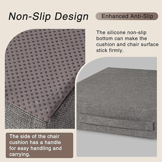 OVOV Recliner Cushions for Elderly 20"x20"x4" Thick Seat Cushion for Recliner Chair Large Square Non Slip Chair Pads with Washable Cover for Armchair Couch Light Grey