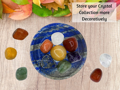 Lapis Lazuli Crystal Bowl - 2 Inch Decorative Bowls for Room and Home Decor - Gemstone Healing Crystals for Elegant Display, Positive Energy Balance and Gift