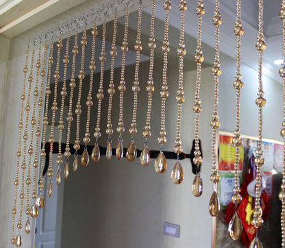 Rekelola Crystal Beaded Curtain for Doorways,Hanging Glass Door Beads Curtains for Windows Room Divider Bedroom Coffee House Bar (25 Strings Champagne)