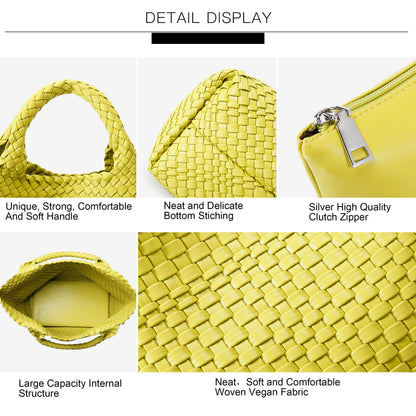 Vegan Leather Purses for Women, Handmade Purses and Handbags Summer Beach Travel Tote Woven Shoulder Bag with Detachable Satchel Strap