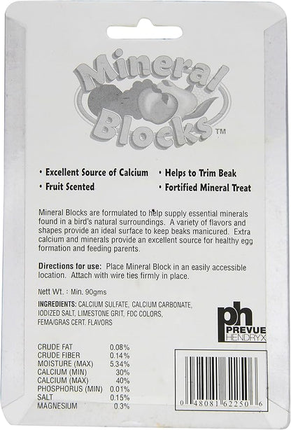 Prevue Pet Products Fruit Bird Mineral Blocks Assorted Styles and Colors Sold Individually