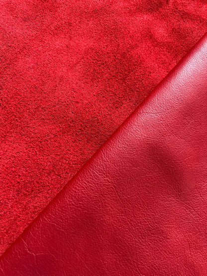 Natural Grain Cowhide Leather Skins (Red, 10 Square Feet)