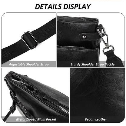 TANTOMI Crossbody Bags for Women, Vegan Leather Hobo Purse for Travel, Shoulder Handbags with Adjustable Wide Strap