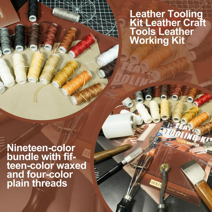 FIOQE Leather Tooling Kit Leather Craft Tools Leatherworking Kit 588Pcs DIY Set with Handbag for Bag Belt Wallet Engraving Punching Sewing Stamping Tools Professional