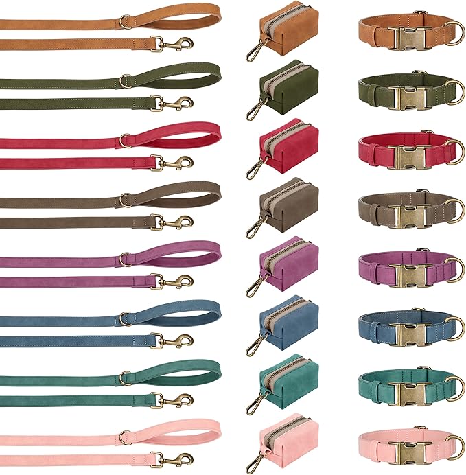Didog Soft PU Leather Dog Collar, Stylish Quick Released Dog Collars for Medium Dogs, Easy Clean Adjustable Pet Collar for Daily Walking, Brown, M Fit 14-18" Neck