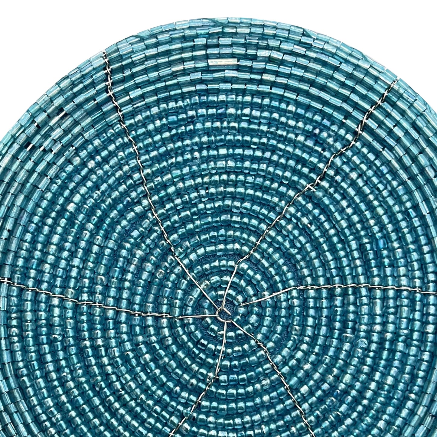 Handmade Beaded Bar Drink Tabletop Protection Coasters - Set of 4 - Halloween Harvest Autumn Fall Thanksgiving Holiday Christmas Xmas Celebration Festive Party 4" Round - Teal