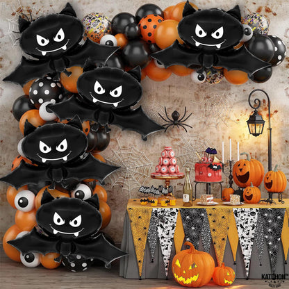 KatchOn, Black Bat Balloons - 35 Inch, Pack of 8 | Summerween Bat Balloon for Summerween Party Decorations | Halloween Bat Foil Balloon For Spooky Summer Decorations | Summer Bat Halloween Decor