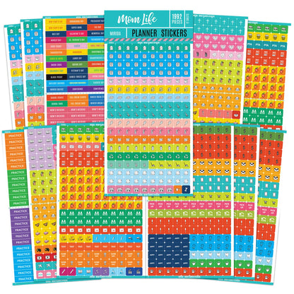 Mirida Planner Stickers - 1900+ Mom Calendar Icons, Variety Pack - Household Chores, Budget, Kids’ School Events, Daily Errands for Adults Organizer