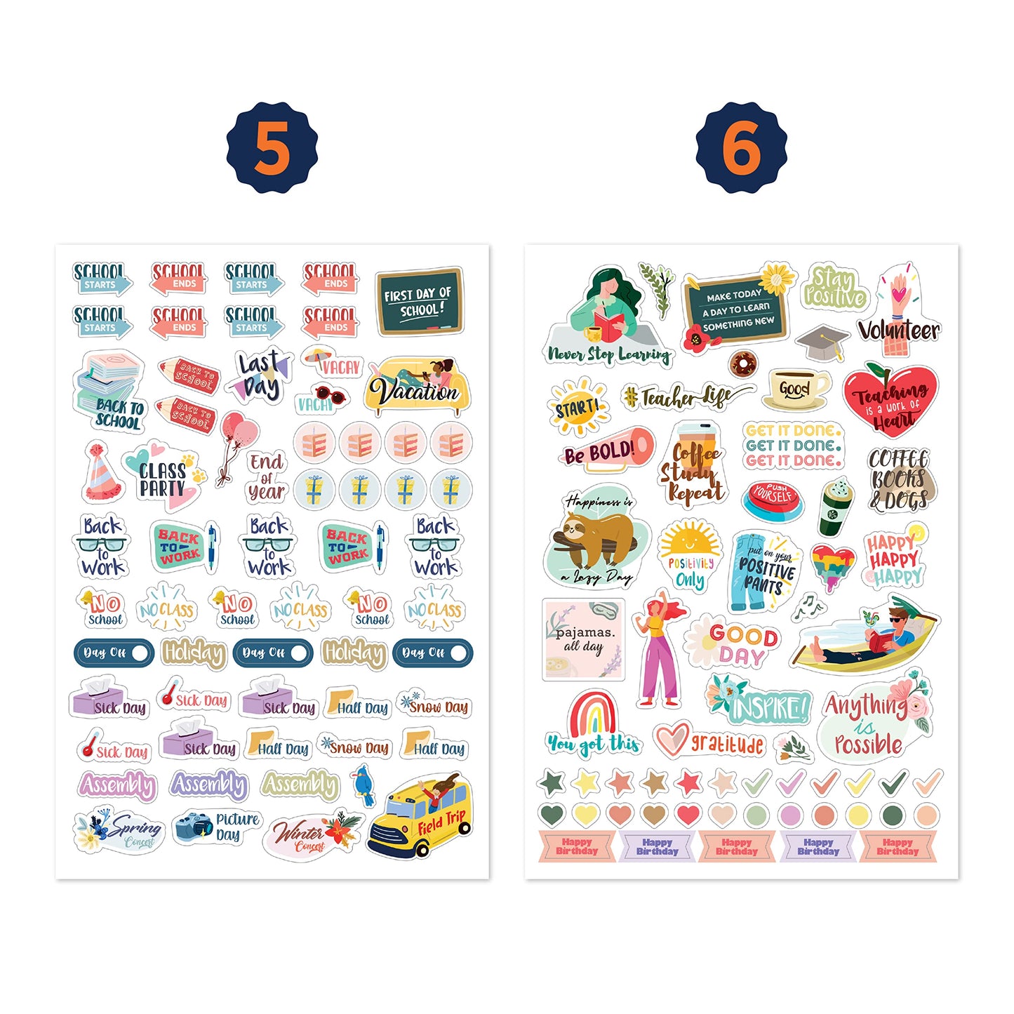 Teacher Planner Stickers Back to School Themed Planning Sticker Accessories for Student, Educators, homeschoolers, Women, Cute Happy Planner Productivity