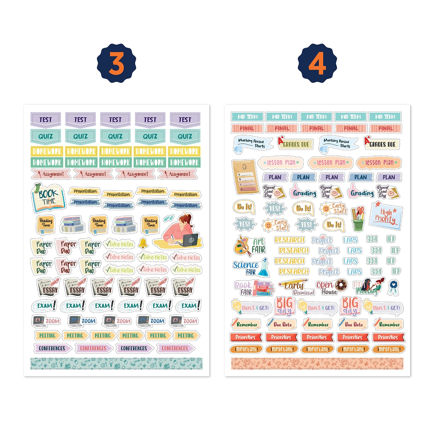 Teacher Planner Stickers Back to School Themed Planning Sticker Accessories for Student, Educators, homeschoolers, Women, Cute Happy Planner Productivity