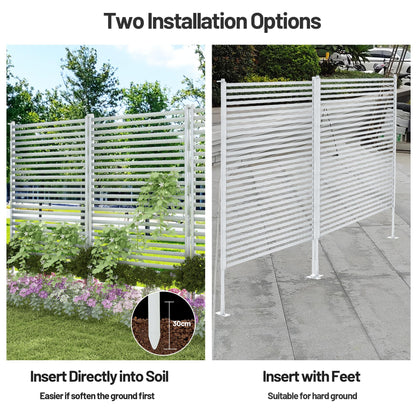OnlyGarden Outdoor Privacy Screen Fence with Feet Stand 3 x 4FT, Freestanding Fence Privacy Screen for Outside, Metal Divider Stake for Garden Patio Balcony, Air Conditioner, Trash Can AC Fence White