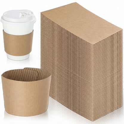 Coffee Sleeves For 10 to 20 oz. Cups (400 Pack) - Disposable Kraft Corrugated Cardboard Paper Jacket For Better Grip, Hot Cold Drinks Holder, Chocolate Milk Tea Beverage Insulator, Hand Protection