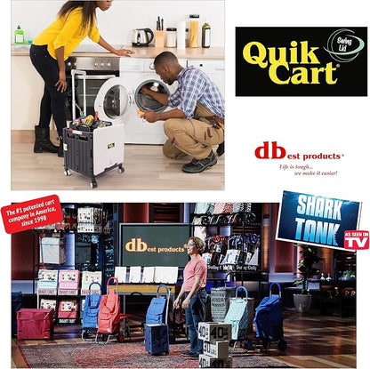 dbest Products Quik Cart Swing Lid Four Swivel Wheeled Rolling Crate Teacher Utility with seat Heavy Duty Collapsible Basket with Dual Telescopic Wagon Handle