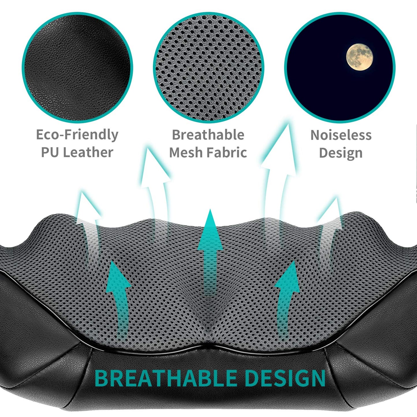 Nekteck Shiatsu Neck and Back Massager with Soothing Heat, Electric Deep Tissue 3D Kneading Massage Pillow for Shoulder, Leg, Body Muscle Pain Relief, Home, Office, and Car Use