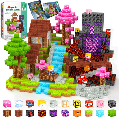Petenjoy 150PCS Magnetic Blocks - Magnetic Building Blocks, Magnet Blocks Cubes, STEM Learning Sensory Magnet Toy for Kids Ages 3 4 5 6 7 8 9 10 11, Birthday Gifts for Boys and Girls