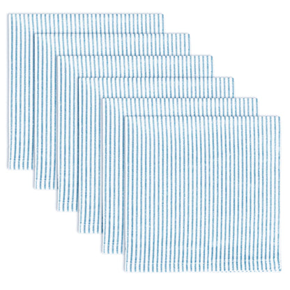 CHARDIN HOME Sky Blue & White Pinstripe Napkin, 18x18 in, Set of 6 Everyday Cloth Napkins, Recycled Cotton, Also Perfect for Holidays, Dinner Parties, Birthdays, Weddings, Hotels