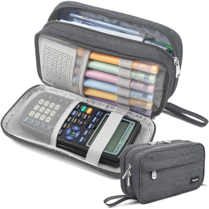 Pencil Case Big Capacity Pen Pouch Large Storage Holder Marker Pen Bag Durable 3 Compartment School Office Desk Organizer Portable Cute Zipper Stationery for Kids Teen Student Boys Girls Adults