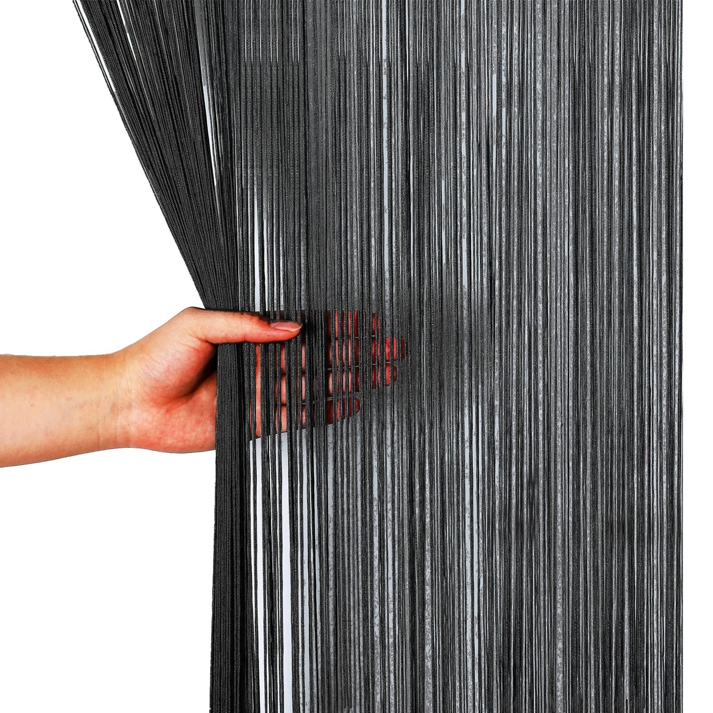 HSYLYM Spaghetti String Curtains for Doorways Privacy Door Frame Tassel Hippy Wall Kitchen Hallway Boho Fringe Curtain Hanging Door Room Dividers Decor 1 Panel（39×79in/100×200cm,Black）