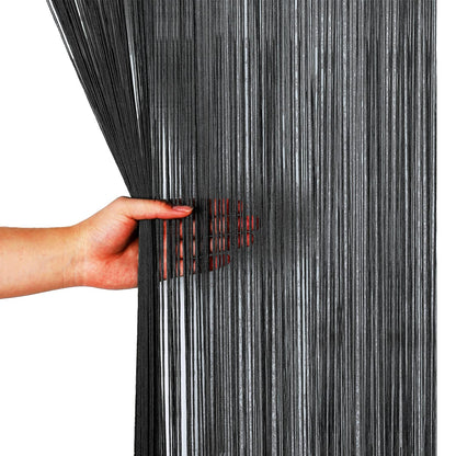 HSYLYM Spaghetti String Curtains for Doorways Privacy Door Frame Tassel Hippy Wall Kitchen Hallway Boho Fringe Curtain Hanging Door Room Dividers Decor 1 Panel（39×79in/100×200cm,Black）