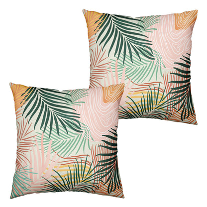 Kwlegh Colorful Abstract Pillow Covers Pink Green Tropical Palm Tree Leaves Throw Pillow Covers Modern Art Pillowcase 18x18 Set of 2 Neutral Cushion Case for Indoor Outdoor Couch Sofa