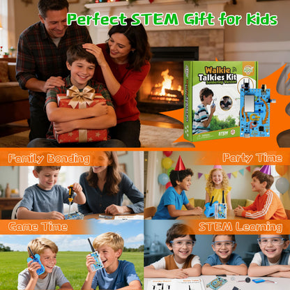 eUda+ STEM Walkie-Talkies Kit Stem Toys for Ages 8-13-15-18+ Building Toys for Boys Age 8-12-14-16-17+ Science Experiments for Kids 9-12 DIY Kits for Kids Teenage Girl Gifts (Assembly Version, BTB)