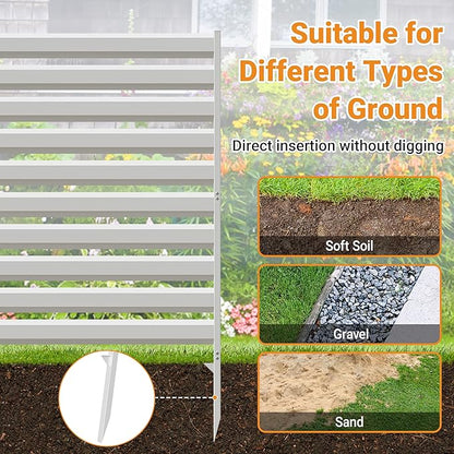 CJF Outdoor Privacy Screens, 42" H x 38" W Metal Air Conditioner Fence Panels, Pool Equipment Enclosure, Trash Can Screens Fence Kit for Outside Backyard Patio(Withe/1-Panel)