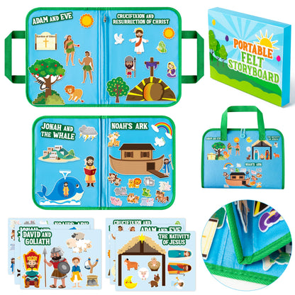 WATINC Bible Felt Board Stories Set - 6 Pack Christian Flannel Board for Kids, Portable Precut Figures Storytelling Learning Kit for Sunday School Toddlers Church Activities (Religious)