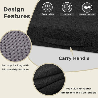 AddGrace Recliner Cushions for Elderly Thick Seat Cushion 20"x20"x4" Chair Pads with Non Slip Backing and Washable Cover for Couch Armchair Chairs Black