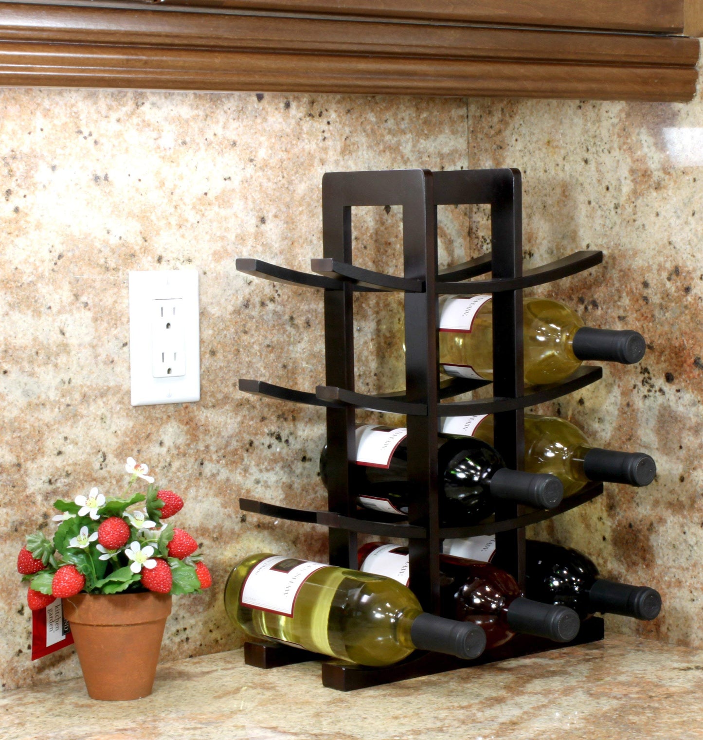 Oceanstar WR1132 12-Bottle Bamboo Wine Rack, Dark Espresso