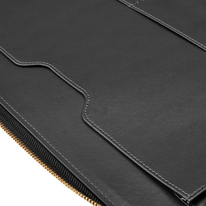 Gallaway Leather Genuine Leather Zippered Portfolio Organizer, Executive Business Binder Padfolio for Men and Women, Holder for Notebook Planner,Resume,Documents,Cards and iPad (Black)