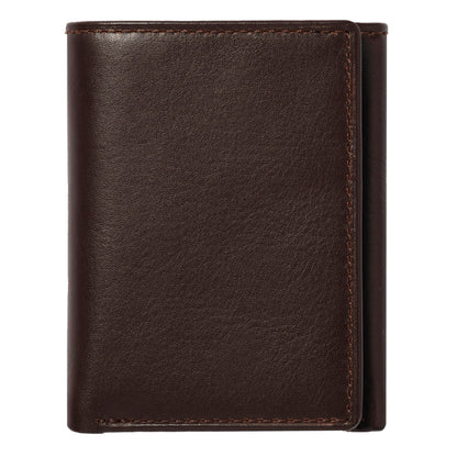 House of Jack Co. Dutton Men’s Leather Trifold Wallet, RFID Blocking Wallet with Flip-Out ID Window, Full Grain Cowhide Wallet, Extra Card Storage, Brown