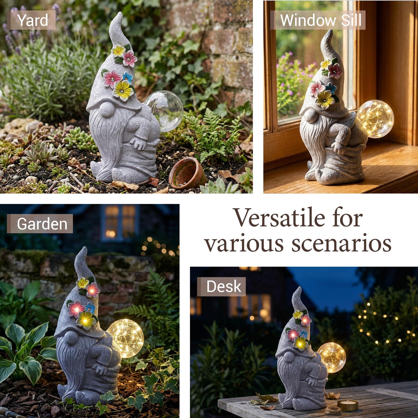 Acgarten Solar Funny Garden Gnome Statue: Outdoor Lights Decorations