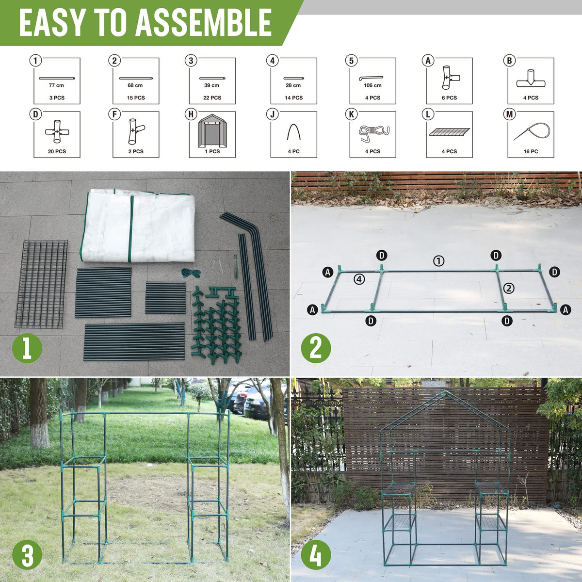 WORKPRO Greenhouse, 56"X 28" X 77" Portable Small Greenhouses for Outdoors & Indoors, Sturdy Green House Kit with Thicken PE Cover, Windows, 3 Tier 4 Shelves for Patio, Backyard, Balcony