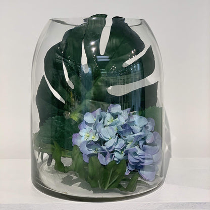 WGV Dome Vase, Width 9.8" Height 12" Clear Elegant Glass Planter Terrarium Gathering Storage Jar Taper up Floral Container for Wedding Party Ceremony Event Office Home Decor, 1 Piece