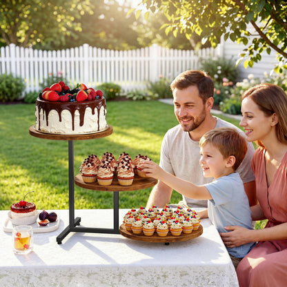 Emfogo Wooden Cupcake Stand for 50 Cupcakes, 3 Tier Dessert Tower Stands, Cup Cake Display for Party Afternoon Tea Wedding Graduation, Large Tiered Tray for Cake Cookie Food (1 Pack)