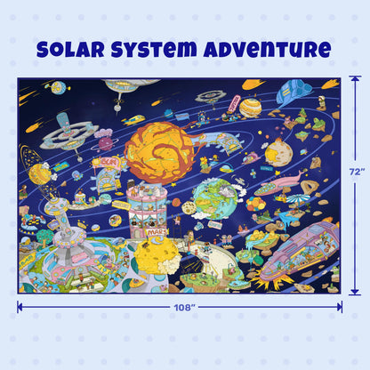 Hazo Haus Solar System Explorer 6x9 Kids Area Rug – Educational Outer Space Map with Planets, Rockets, Robots & Aliens – Ideal for Playroom, Classroom, Living Room, or Science-Loving Children